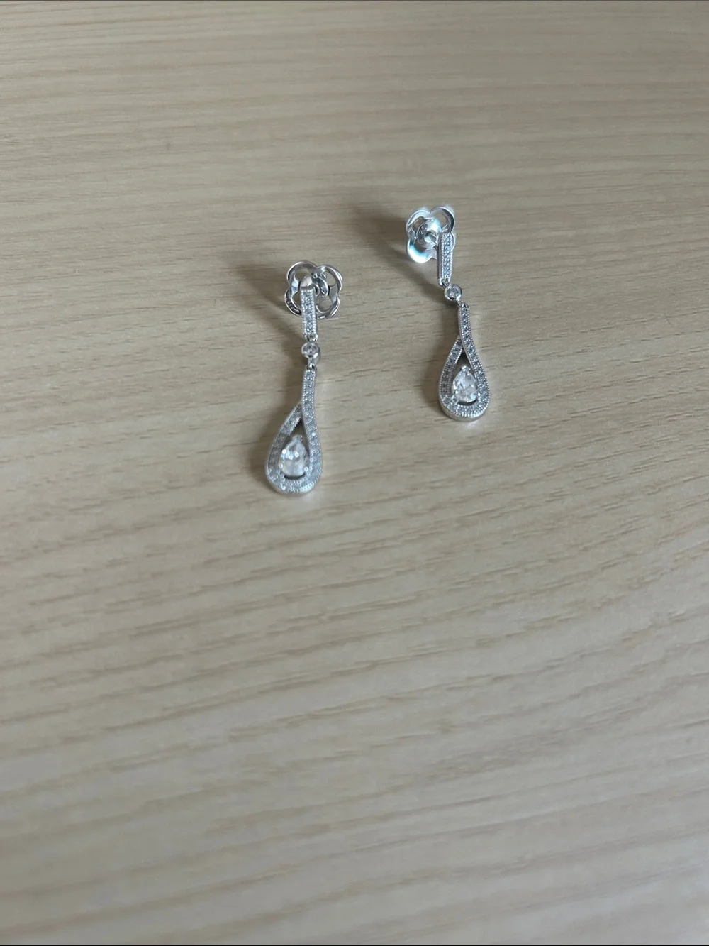 Wedding Day Diamonds - Sterling Silver Teardrop Dangle Earrings.